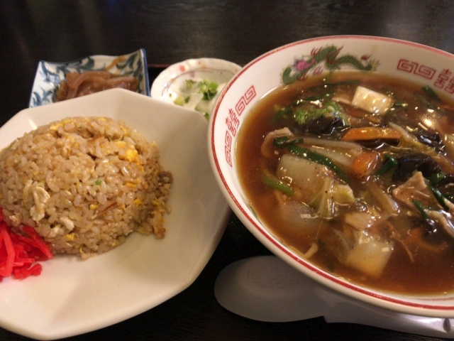 紅蘭のランチセット-広東麺炒飯