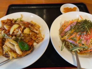 味軒の冷やし中華と回鍋飯セット